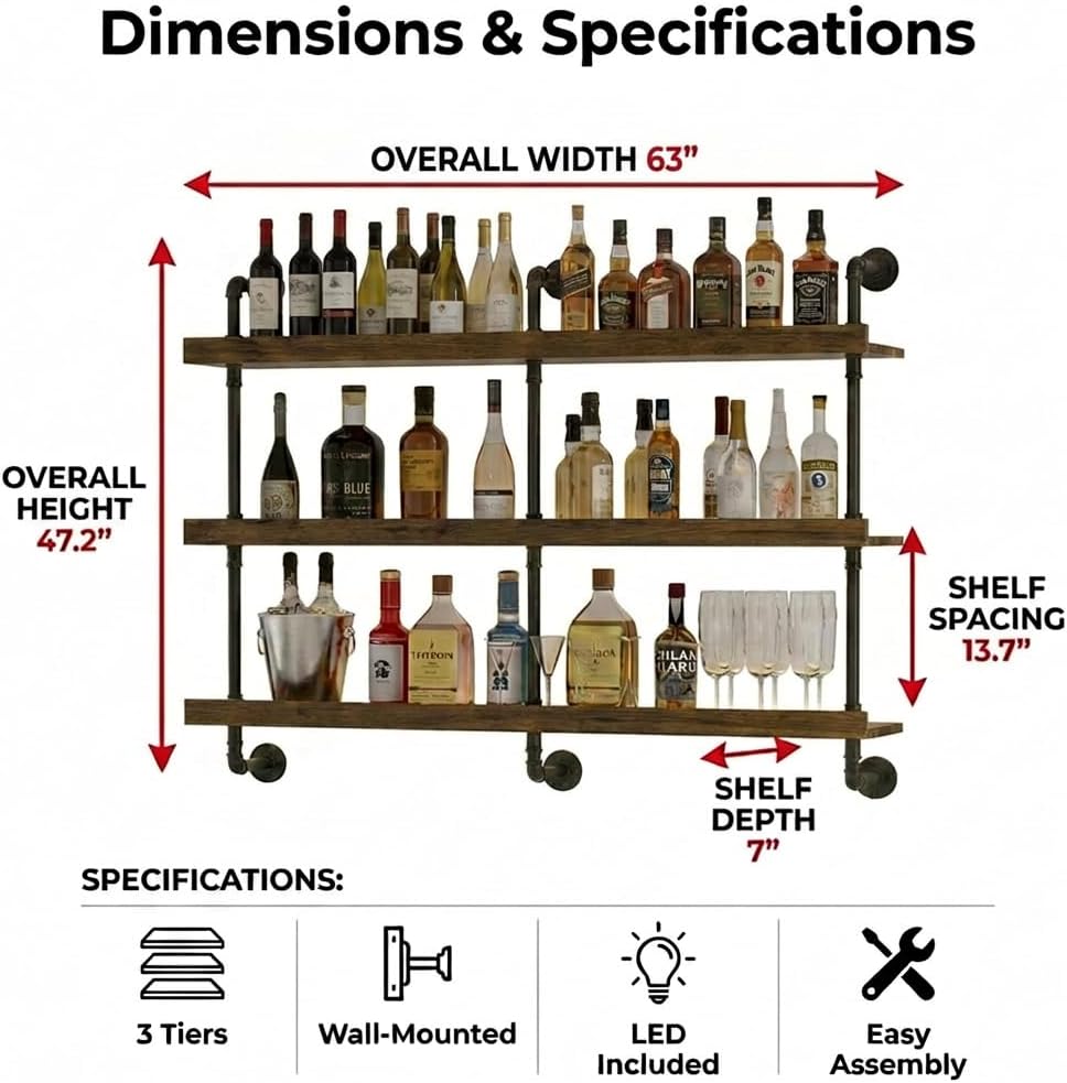 Wall Mounted Wine Rack With LE - Commercial Kitchen Shelving ulasan dan harga