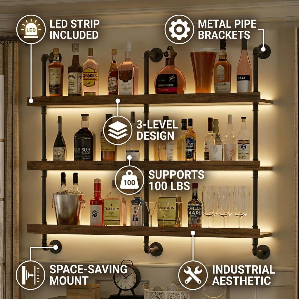 Wall Mounted Wine Rack With LE - Commercial Kitchen Shelving ulasan dan harga
