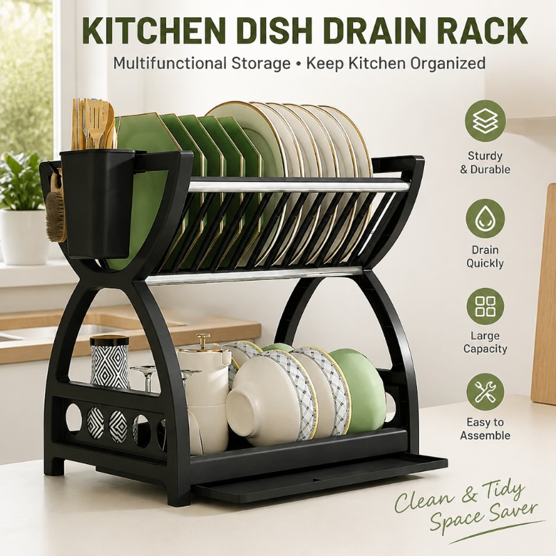 2 Tier Dish Drying Rack Kitche - Commercial Kitchen Shelving ulasan dan harga