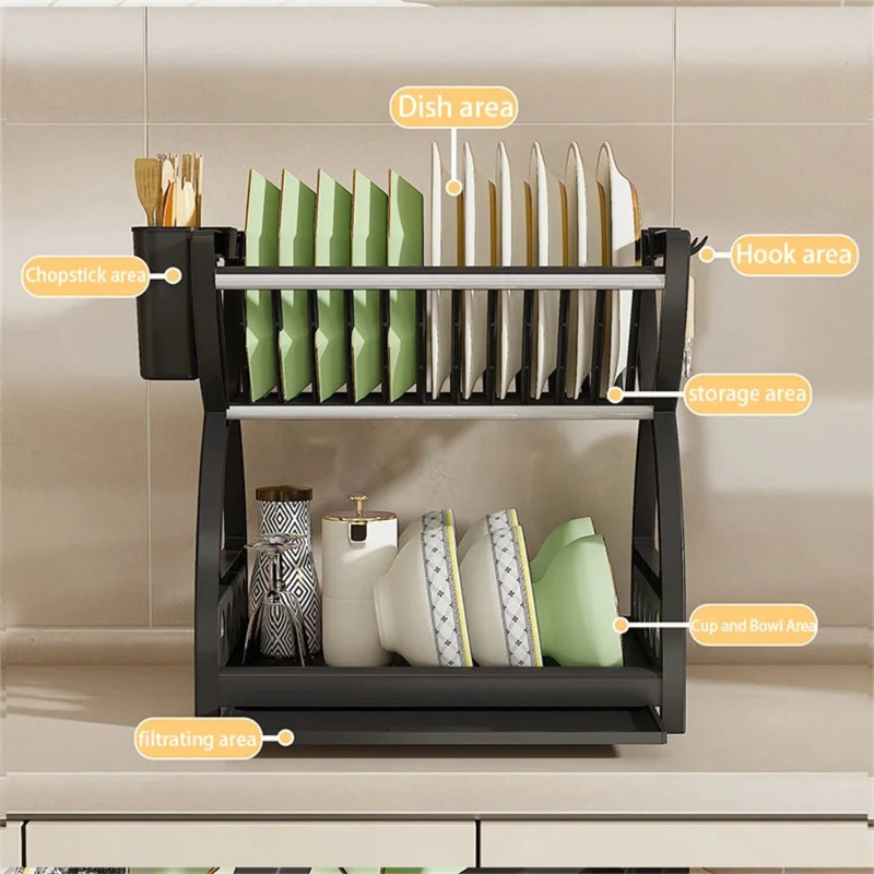 2 Tier Dish Drying Rack Kitche - Commercial Kitchen Shelving ulasan dan harga